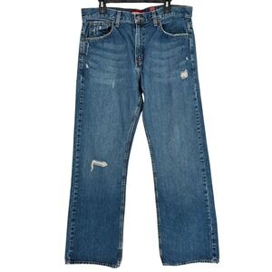 Aeropostale Original Bootcut Jeans Mens 34x34 Distressed Blue Denim Streetwear